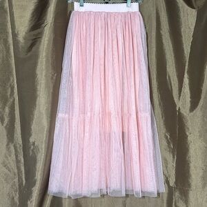 Handmade Pink Wrinkled tulle skirt fun and colorful